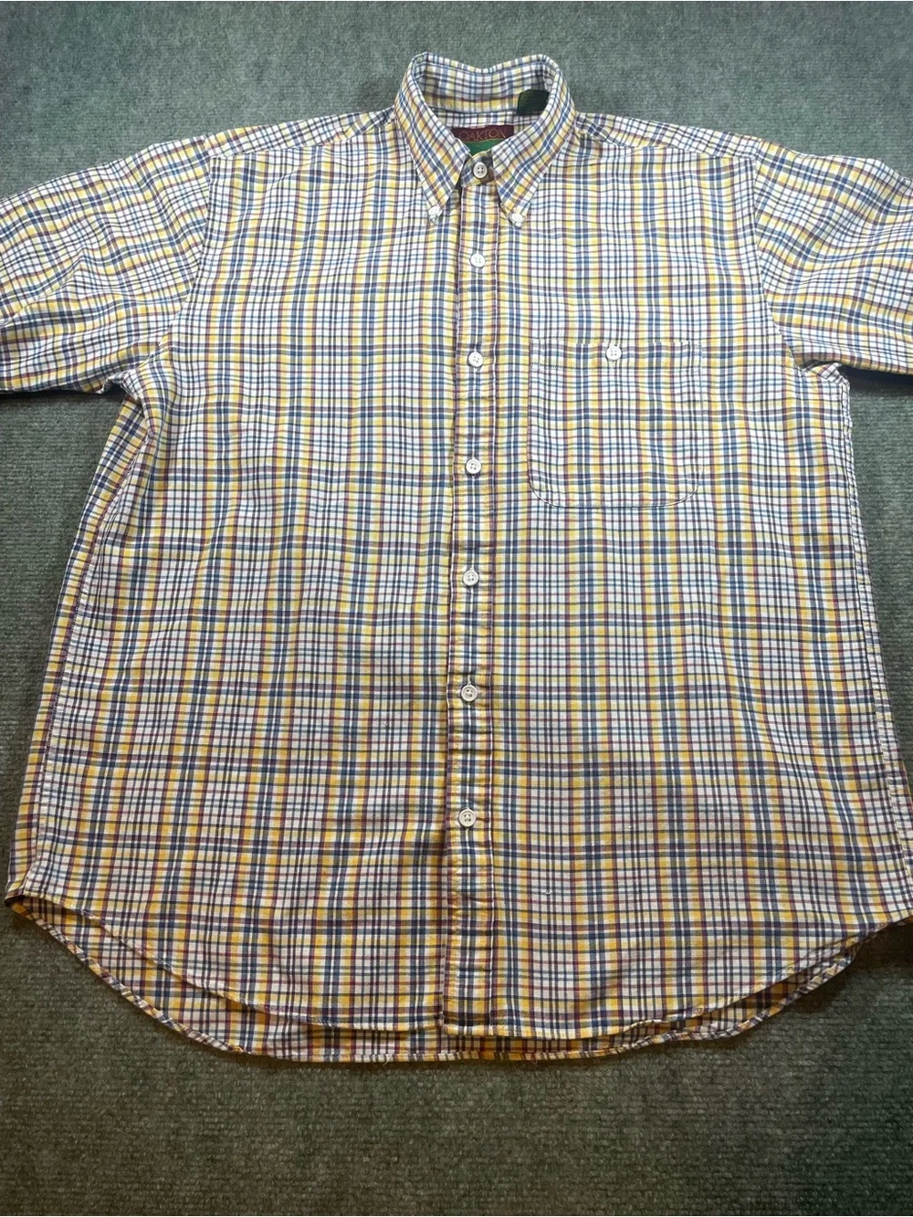 Casual Yellow and Blue Plaid Button-Down Shirt